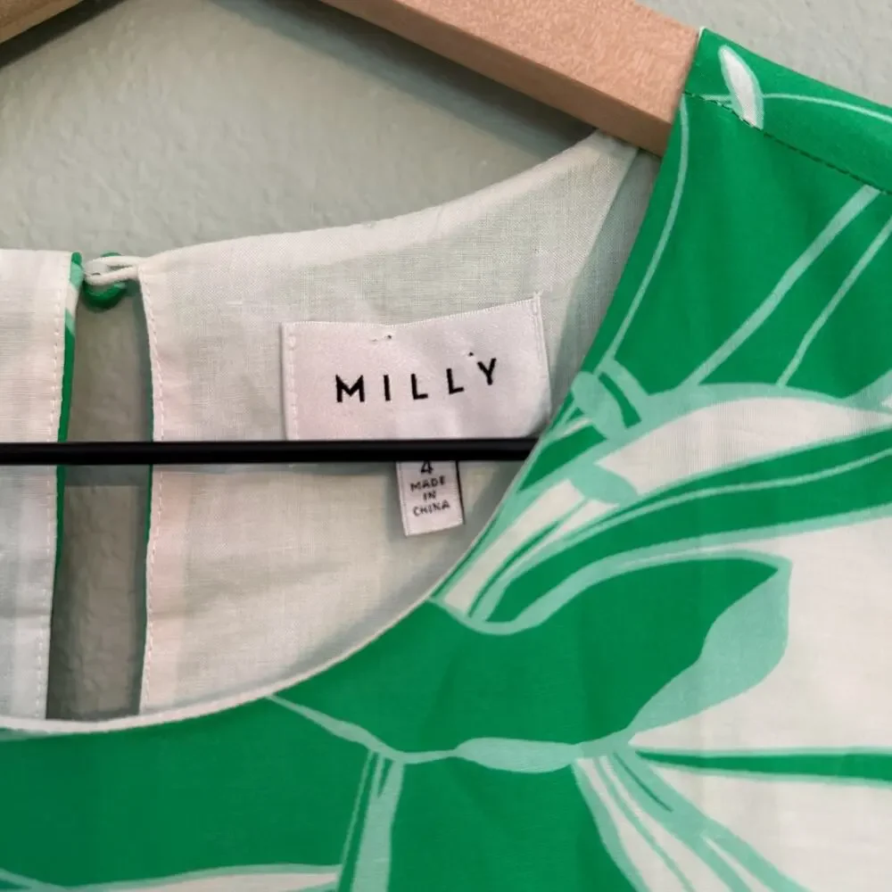milly green tropical mini dress size 4 - Picture 4 of 4